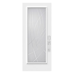 Steel Single Door Flush - Alys V-Groove Glass (22" x 64")