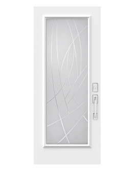 Steel Single Door Flush - Alys V-Groove Glass (22" x 64")