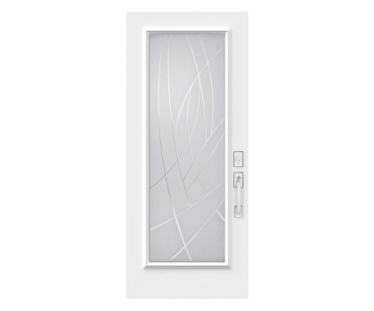 Steel Single Door Flush - Alys V-Groove Glass (22" x 64")