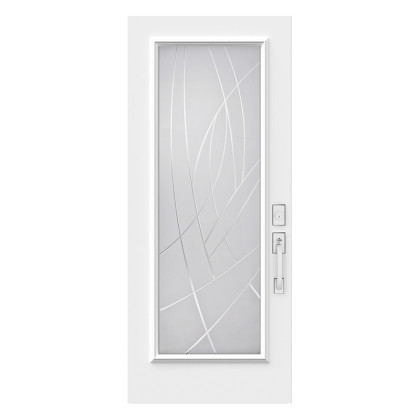 Steel Single Door Flush - Alys V-Groove Glass (22" x 64")