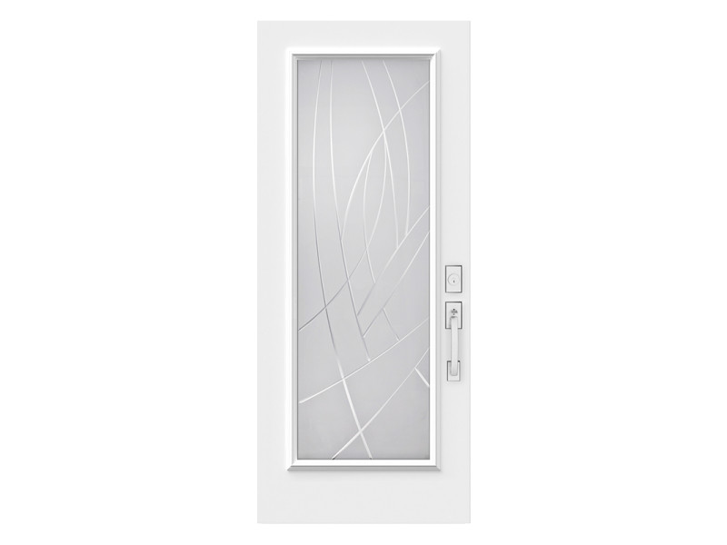 Steel Single Door Flush - Alys V-Groove Glass (22" x 64")