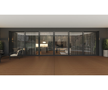Aria 6 Panels - Vinyl Stacking Sliding Door - ORRLLOO. Available : 288" - 432" in Width and up to 120" in Height