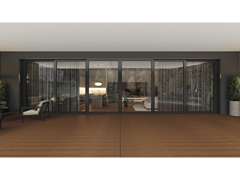 Aria 6 Panels - Vinyl Stacking Sliding Door - ORRLLOO. Available : 288" - 432" in Width and up to 120" in Height