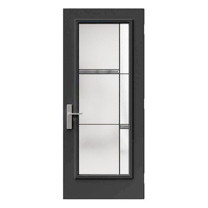 Steel Single Door Flush - Belmont Glass (22" x 64")