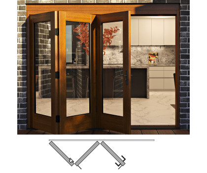 Flush Glazed Bi-Folding Door: 3L (3 panels moving left). Available: 92-3/4", 98-3/4", 104-3/4", 110-3/4" in Width and 84", 100" in Height