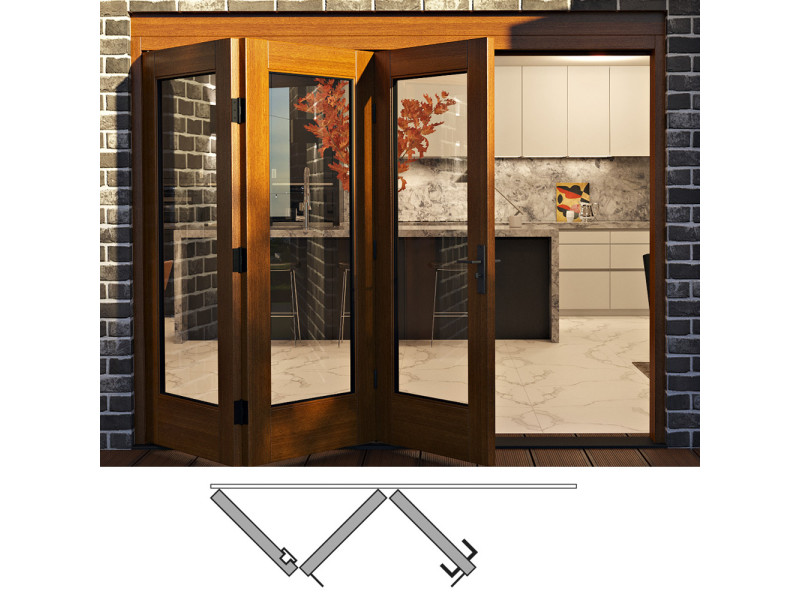Flush Glazed Bi-Folding Door: 3L (3 panels moving left). Available: 92-3/4", 98-3/4", 104-3/4", 110-3/4" in Width and 84", 100" in Height