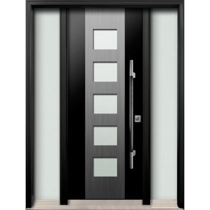 AV-17 Single Entry Door with Two Sidelites (with Sandblasted Door Glass)