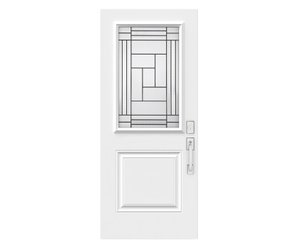 Steel Single Door London (2P) Style - Louisbourg Glass (22" x 36")