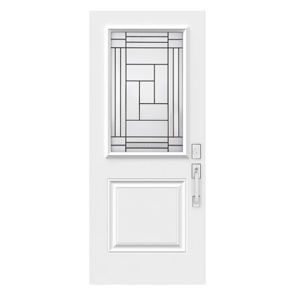 Steel Single Door London (2P) Style - Louisbourg Glass (22" x 36")