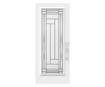 Steel Single Door Flush - Louisbourg Glass (22" x 64")