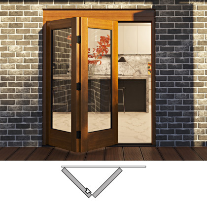 Flush Glazed Bi-Folding Door: 2L (2 panels  moving left)