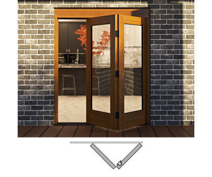 Flush Glazed Bi-Folding Door: 2R (2 panels moving right). Available: 62-7/8", 66-7/8", 70-7/8", 74-7/8" in Width and 84", 100" in Height