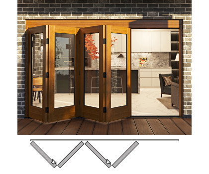 Flush Glazed Bi-Folding Door: 4L (4 panels moving left). Available: 122-3/4", 130-3/4", 138-3/4", 146-3/4" in Width and 84", 100" in Height