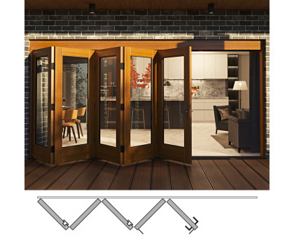 Flush Glazed Bi-Folding Door: 5L (5 panels moving left). Available: 152-3/4", 162-3/4", 172-3/4", 182-3/4" in Width and 84", 100" in Height 