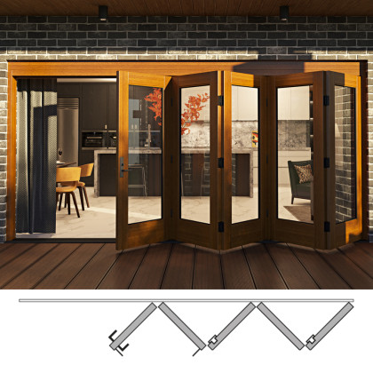 Flush Glazed Bi Folding Door: 5R (5 panel moving right)