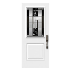 Steel Single Door London (2P) Style - Onyx Glass (22" x 36")