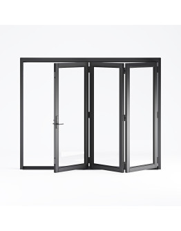 Rail and Stile Bi-Folding Door - 3R (3 panels moving right). Available: 74-1/2" - 122-1/2" in Width and 36" - 110" in Height