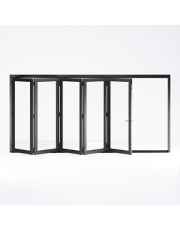 Rail and Stile Bi-Folding Door - 5L (5 panels moving left). Available: 124-1/2" - 202-1/2" in Width and 36" - 110" in Height