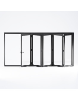 Rail and Stile Bi-Folding Door - 5R (5 panels moving right). Available: 124-1/2" - 202-1/2" in Width and 36" - 110" in Height