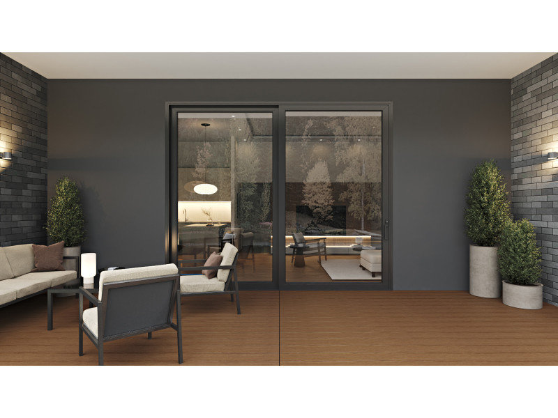 Amalfi 2 Panels - Vinyl Sliding Door - OR or LO with Robusto Screen (Included). Available : 95-1/4" - 140" in Width and up to 120" in Height