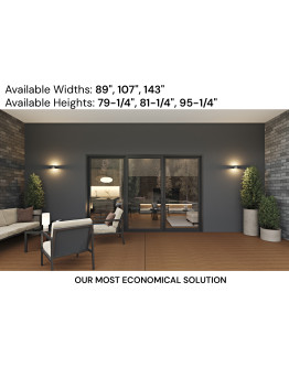 Capri 3 Panels - Vinyl Sliding Door - ORO or OLO / LOO or OOR with Sliding Screen (Included). Available: 89", 107", 143" in Width and up to 95-1/4" in Height