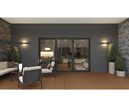 Capri 3 Panels - Vinyl Sliding Door - ORO or OLO / LOO or OOR with Sliding Screen (Included). Available: 89", 107", 143" in Width and up to 95-1/4" in Height