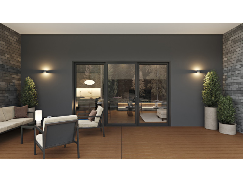 Capri 3 Panels - Vinyl Sliding Door - ORO or OLO / LOO or OOR with Sliding Screen (Included). Available: 89", 107", 143" in Width and up to 95-1/4" in Height