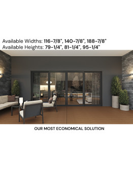 Capri 4 Panels - Vinyl Sliding Door - ORLO / LOOO or OOOR with Sliding Screen (Included). Available : 116-7/8", 140-7/8", 188-7/8" in Width and up to 95-1/4" in Height