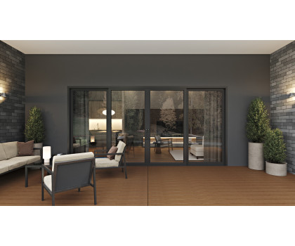 Capri 4 Panels - Vinyl Sliding Door - ORLO / LOOO or OOOR with Sliding Screen (Included). Available : 116-7/8", 140-7/8", 188-7/8" in Width and up to 95-1/4" in Height