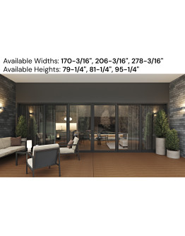 Rimini 6 Panels - Vinyl Stacking Sliding Door - ORRLLO. Available : 170-3/16", 206-3/16", 278-3/16" in Width and up to 95-1/4" in Height