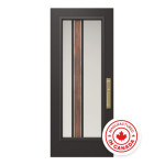 Steel Single Door Flush - Zen Walnut Glass (22" x 64")