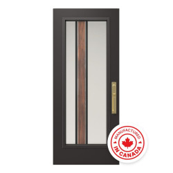 Steel Single Door Flush - Zen Walnut Glass (22" x 64")