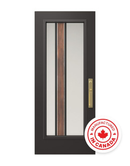 Steel Single Door Flush - Zen Walnut Glass (22" x 64")