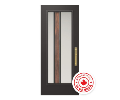 Steel Single Door Flush - Zen Walnut Glass (22" x 64")