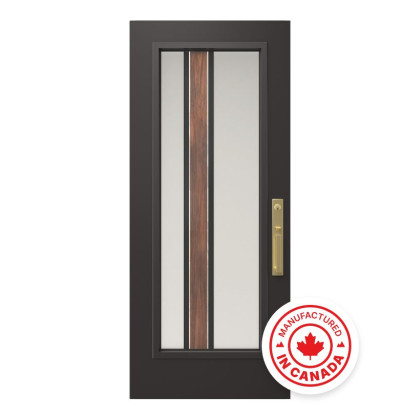 Steel Single Door Flush - Zen Walnut Glass (22" x 64")