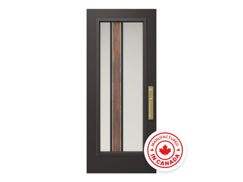 Steel Single Door Flush - Zen Walnut Glass (22" x 64")
