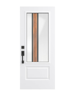 Steel Single Door Orleans (2P) Style - Zen Walnut Glass (22" x 48")
