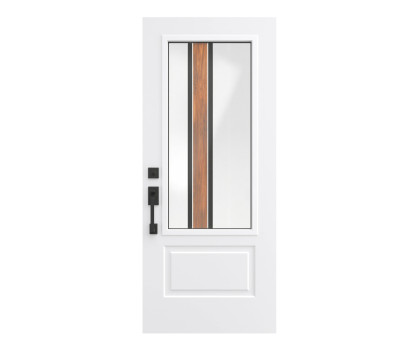 Steel Single Door Orleans (2P) Style - Zen Walnut Glass (22" x 48")