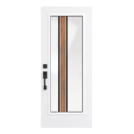 Steel Single Door Flush - Zen Walnut Glass (22" x 64")